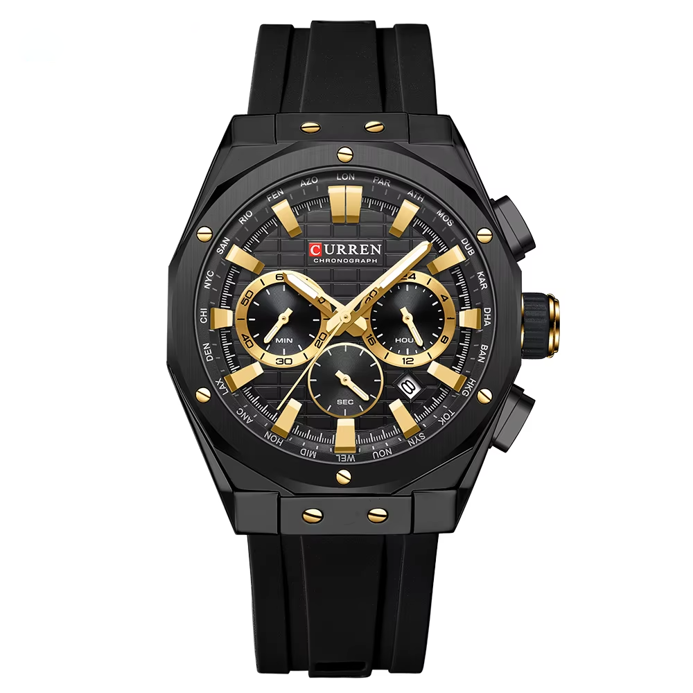 Reloj hombre deportivo-táctico con correa de silicona - Curren 8464