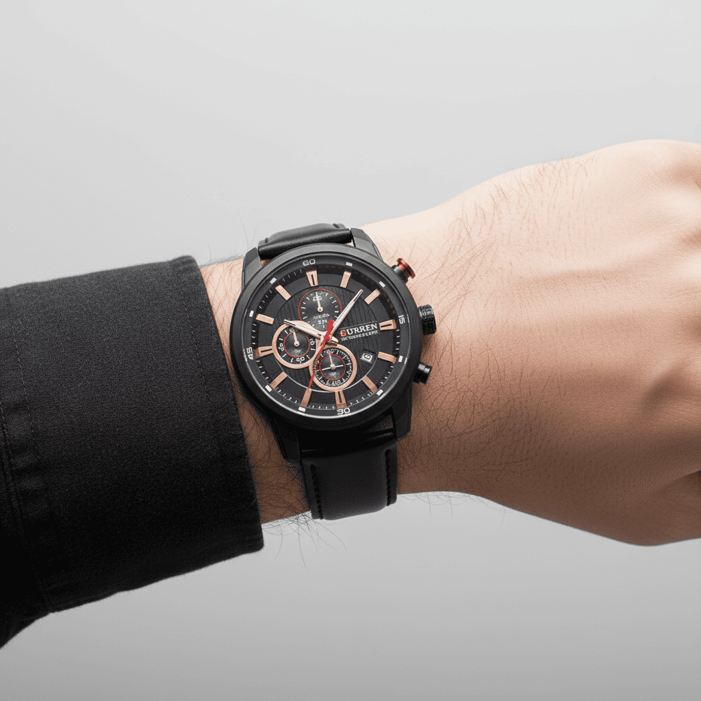 Reloj hombre deportivo-casual con correa de cuero - Curren 8291