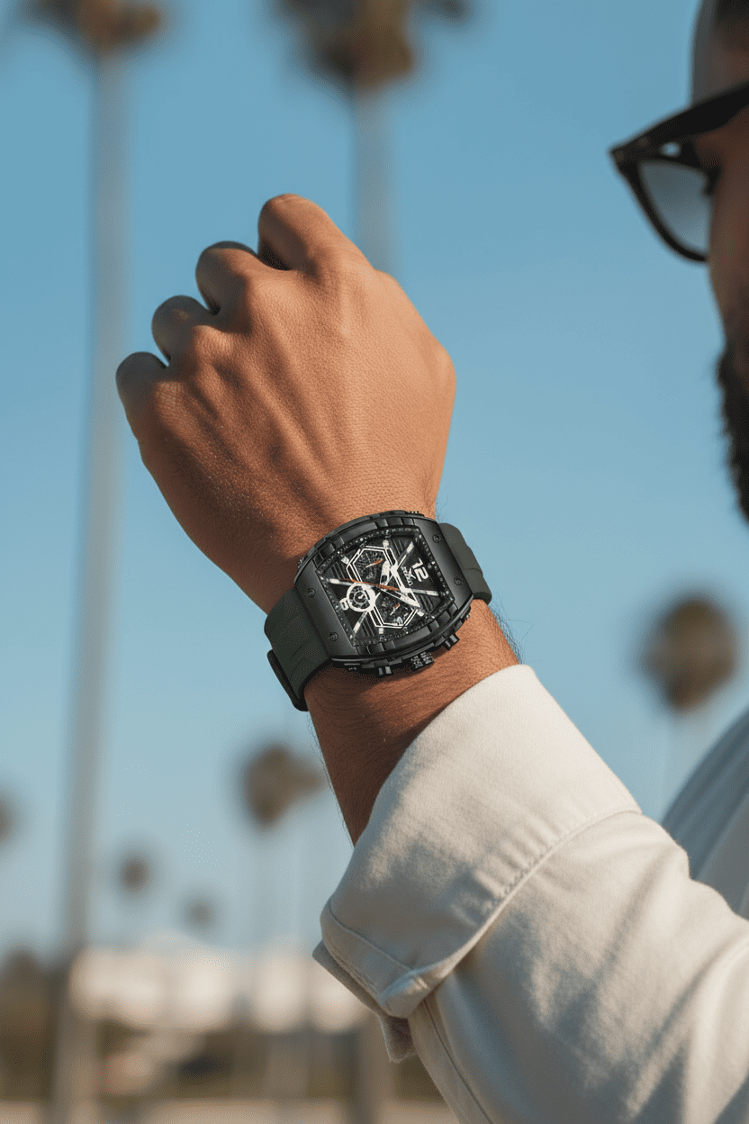 Reloj hombre deportivo cuarzo estilo tonneau - Onola 6852