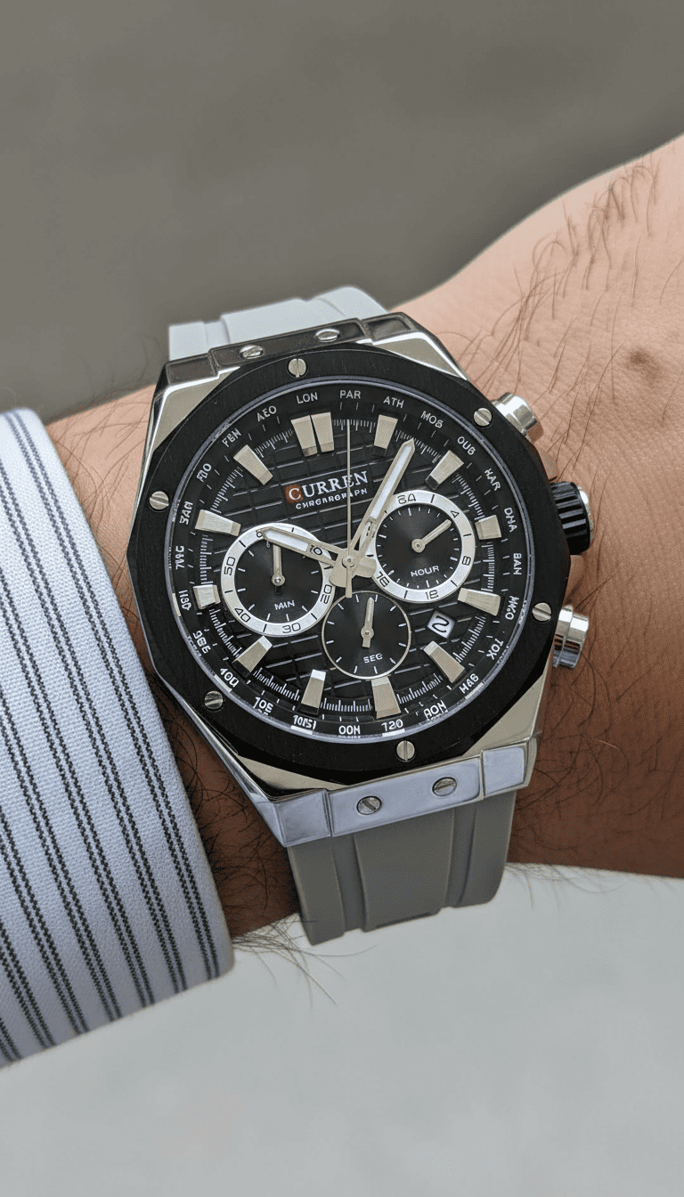 Reloj hombre deportivo-táctico con correa de silicona - Curren 8464