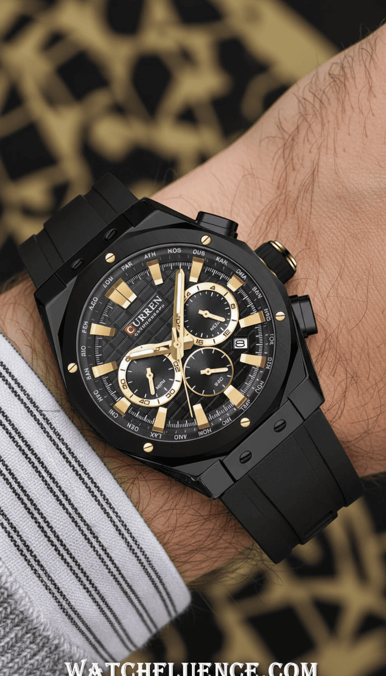 Reloj hombre deportivo-táctico con correa de silicona - Curren 8464